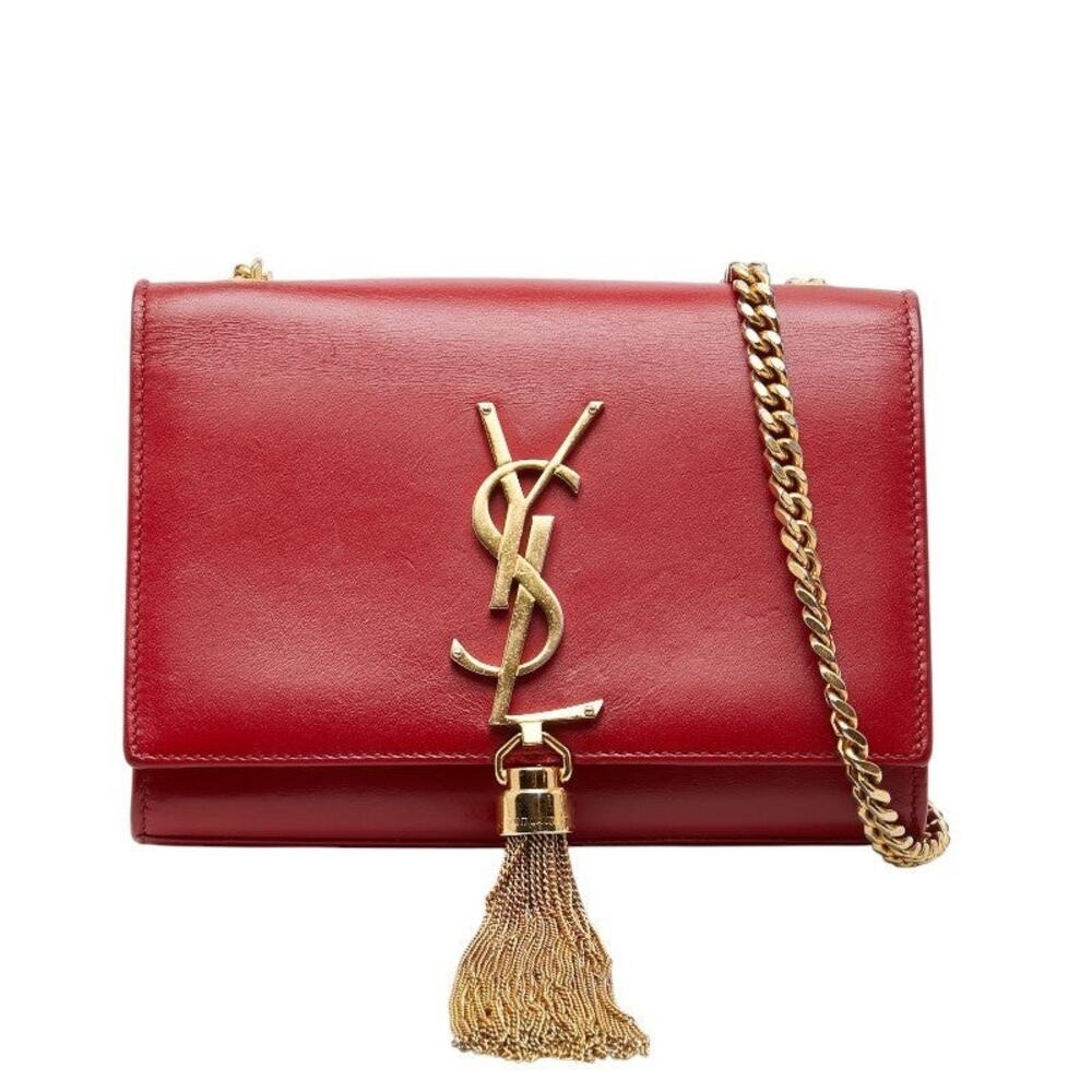 Saint Laurent YSL Monogram Kate Small Tassel Chain Shoulder Bag Red